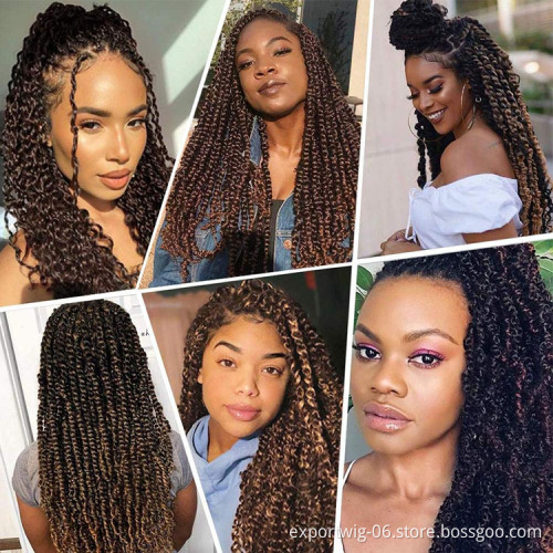 Pre-twisted Passion Twist Crochet Hair Extension 18inch Ombre Color Synthetic Fiber Curly Passion Water Wave Twist Hair